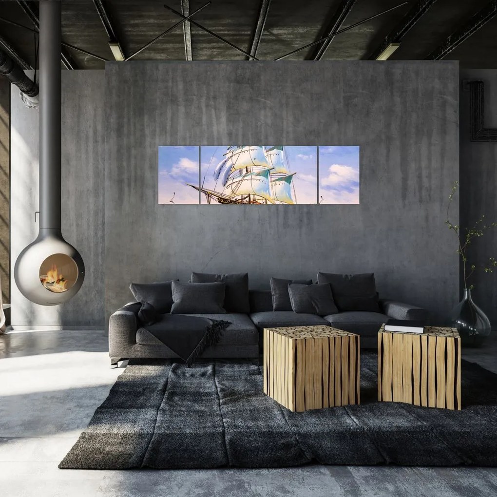 Obraz statku na falach (170x50 cm)