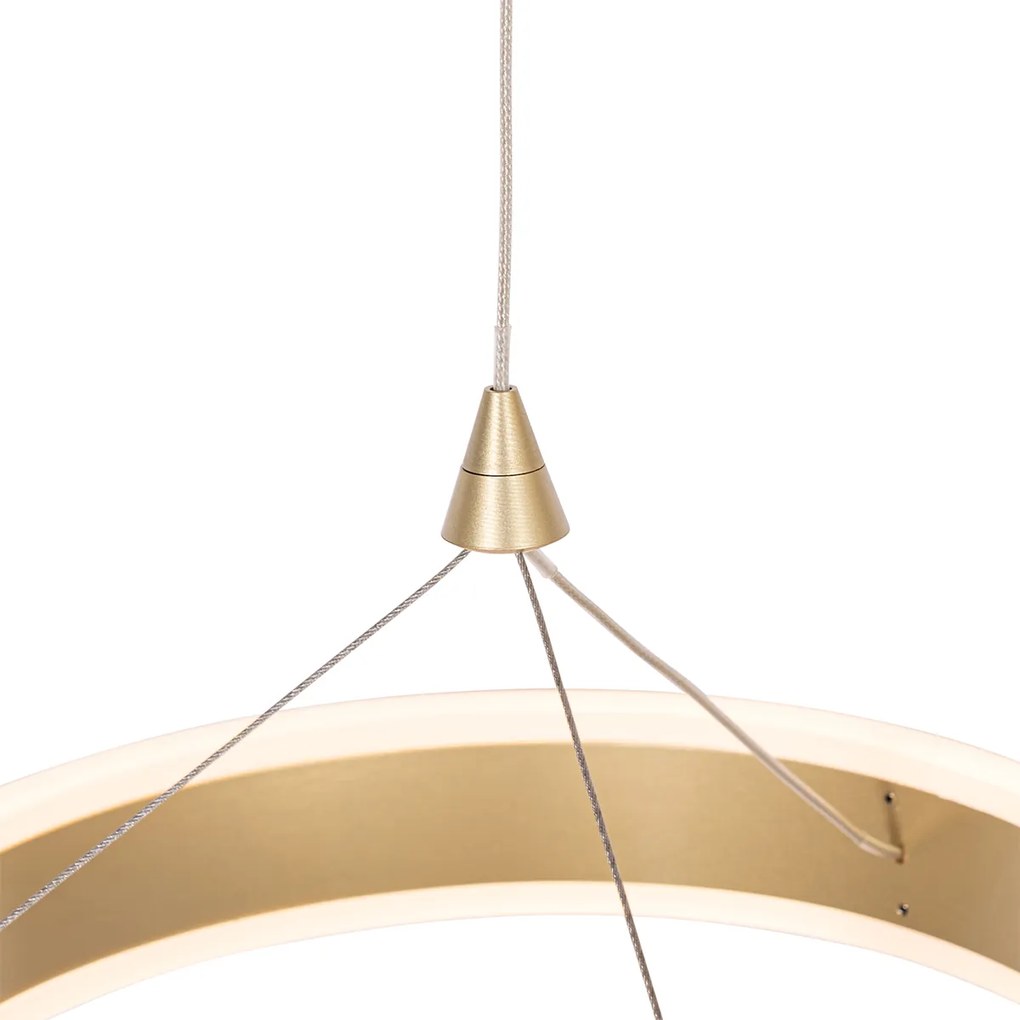 Lampa wisząca mosiądz okrągła z LED 3-stopniowo ściemniana 3-światłowa - LyaniDesignerski Oswietlenie wewnetrzne