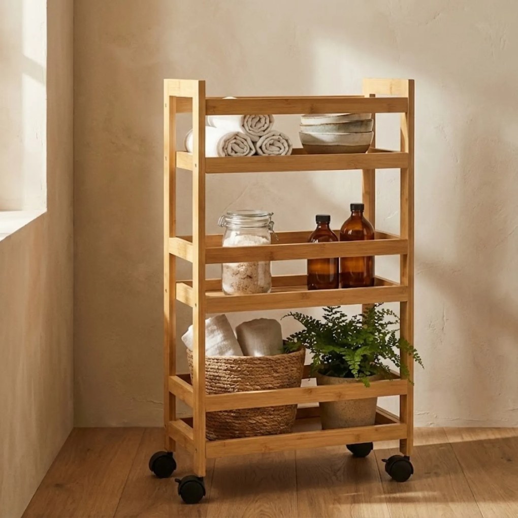 Wąski regał łazienkowy na kółkach, 3 półki KLUK, 76 cm