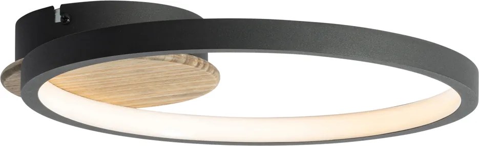 Nowoczesna lampa sufitowa czarna z drewnem z możliwością ściemniania LED 3-stopniowego - Alec