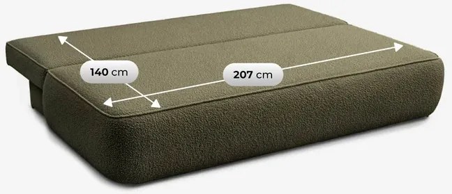 Sofa z Funkcją Spania ARVETO Oliwkowa Boucle Nowoczesna