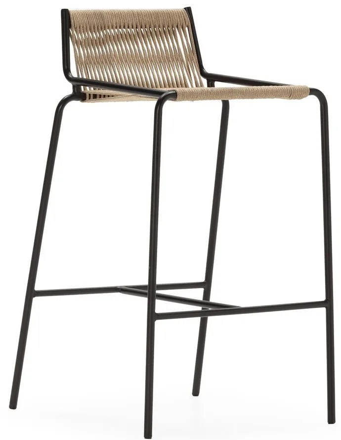 Beżowy metalowy hoker (wysokość siedziska 65 cm) Emily – Marckeric