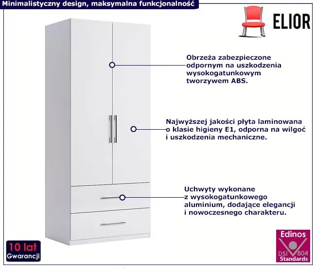 Biała nowoczesna szafa uchylna  - Wilhelm 19X