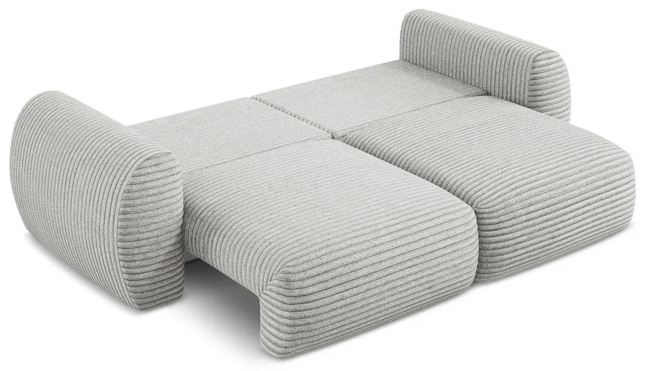 Jasnoszara sztruksowa rozkładana sofa ze schowkiem 266 cm Kini – Makamii