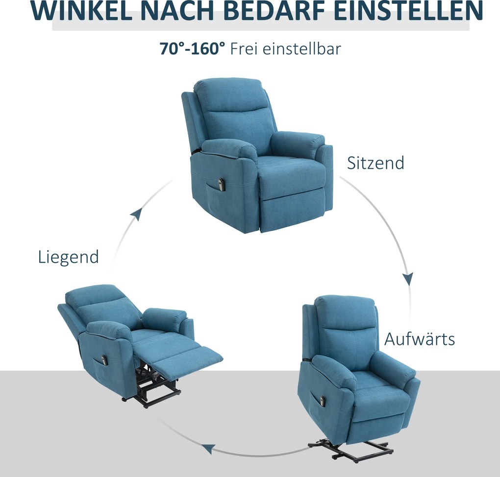 HOMCOM elektryczny fotel telewizyjny z funkcją podnoszenia i wsparcia przy wstawaniu wygodny i praktyczny | Aosom PL
