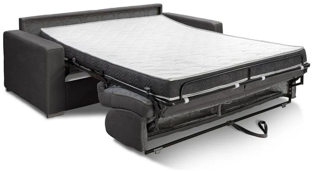 Kanapa 2-osobowa z ekspresowym mechanizmem rozkładania z ekoskóry CALITO - Kolor: czarny - Miejsce do spania: 120 cm - Materac 14 cm