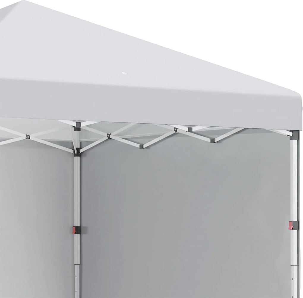 Outsunny Składany Pawilon z 2 Ściankami, Wysokość Regulowana, z Torbą Transportową, Stelaż z Antykorozyjnej Stali, 3x3 m, Biały