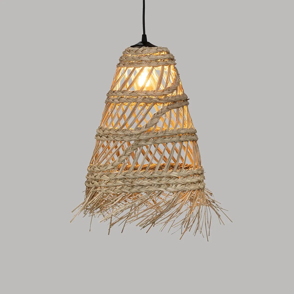 Lampa boho wisząca z plecionki ze słomy LAHYS, Ø 28 cm