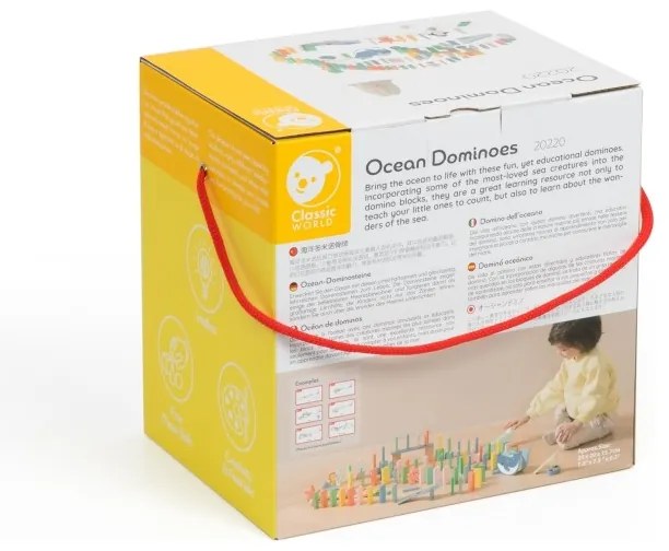 Classic world drewniane domino tor logiczny przeszkód układanka montessori 100 el.