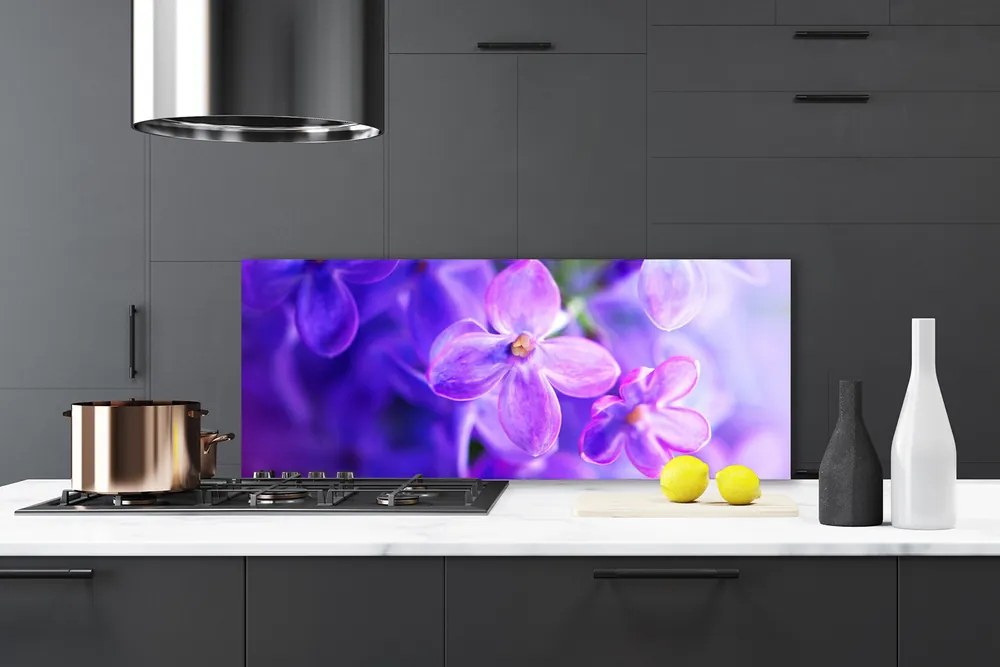 Panel Szklany Polana Fioletowych Kwiatów