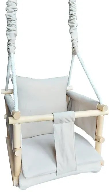 Beżowa drewniana huśtawka dziecięca 3w1 N5-H57