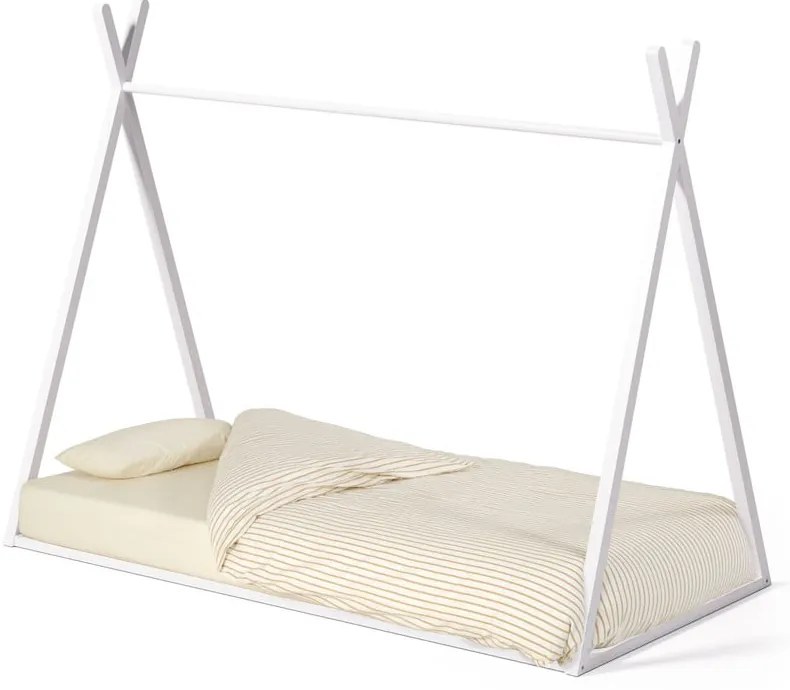 Białe łóżko dziecięce z litego drewna bukowego w kształcie domku ze stelażem 90x190 cm Maralis – Kave Home