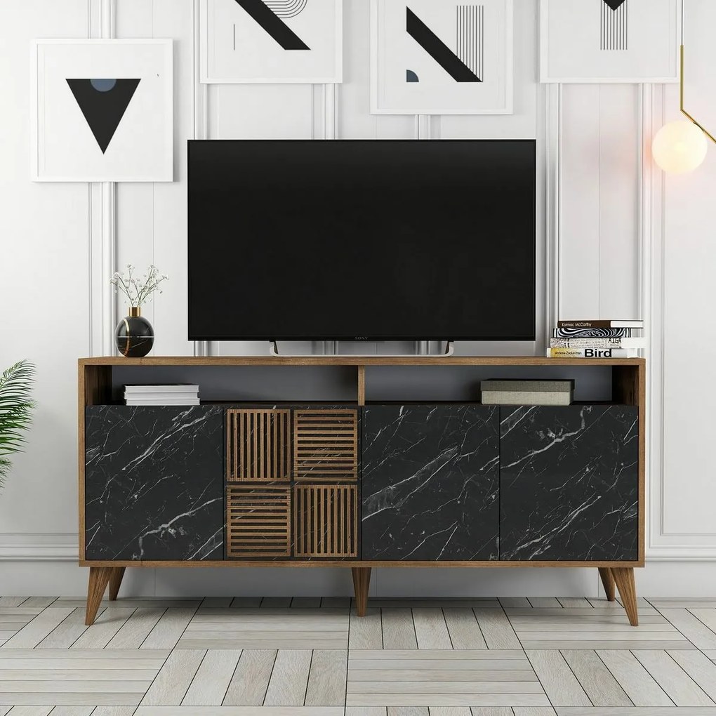 Szafka Milan Walnut and Black Marble