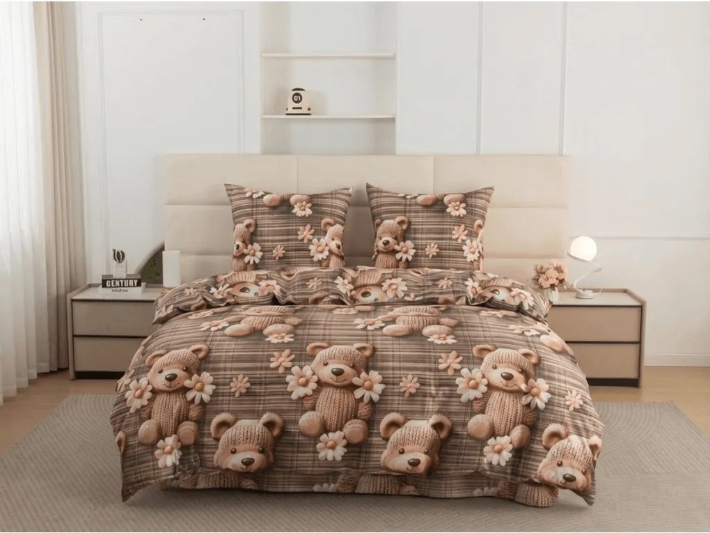 PrzytulneMieszkanie.pl PrzytulneMieszkanie.pl Pościel z mikrofibry SPRING BEAR brązowa Rozmiar pościeli: 70 x 80 cm | 140 x 200 cm