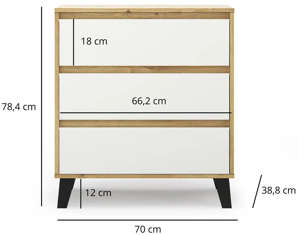 Minimalistyczna komoda na nóżkach dąb artisan + biały S5-Z92