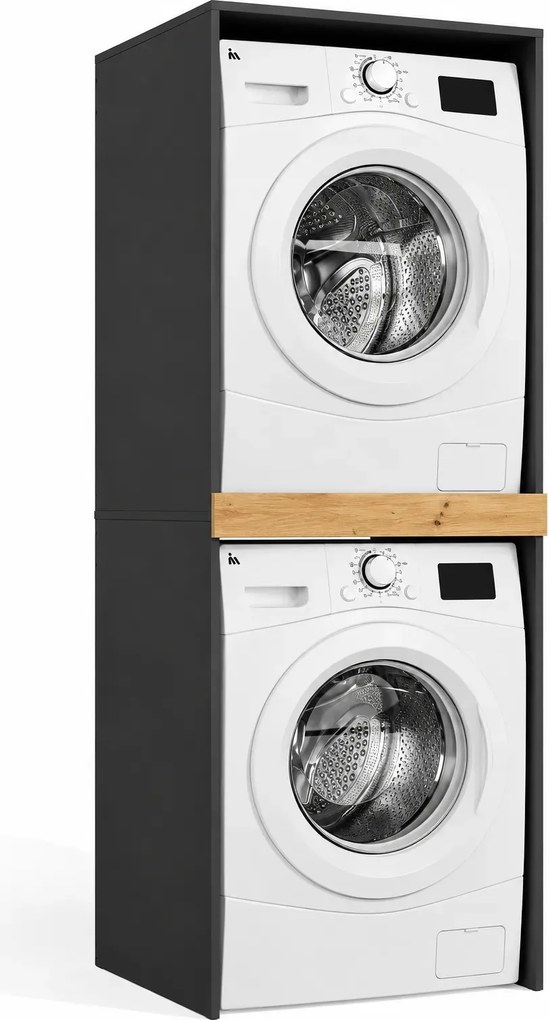 Podwójna szafka na pralkę i suszarkę antracyt + dąb artisan L3-G31