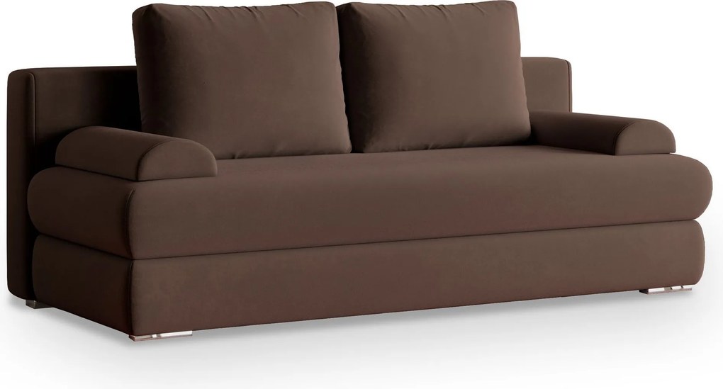 Masseno Sofa ASPERO z funkcją spania i pojemnikiem na pościel, Rozkładana sofa - Brązowy, KRONOS 06
