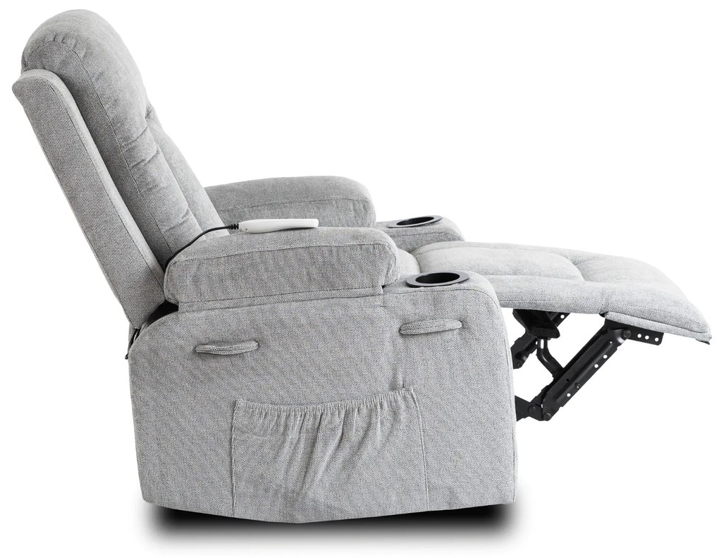 Fotel Masujący BOX 2 Rozkładany z Podnóżkiem Szary Nowoczesny