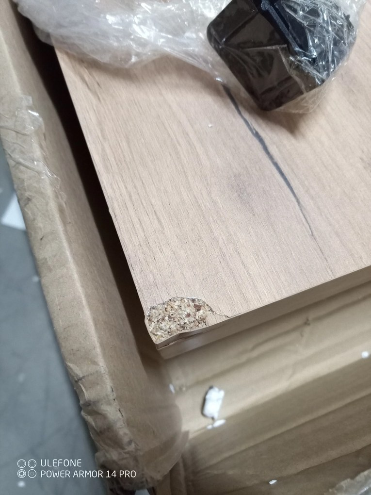 PROMOCJA Biały stół jadalniany z blatem w dekorze dębu złotego craft ADAM 100x60 II gatunek