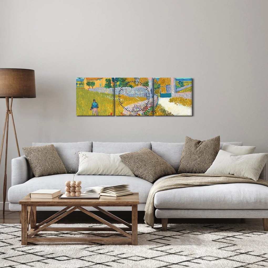 Obraz - Vincent van Gogh, Farmhouse in Provence, reprodukcje (z zegarem) (90x30 cm)