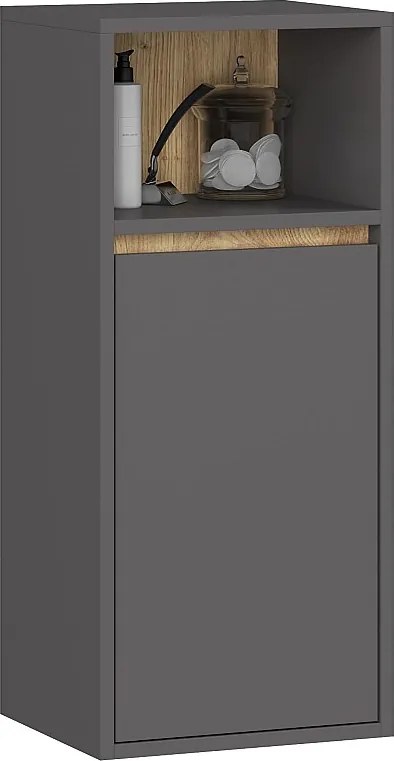 Szafka łazienkowa wisząca AKORD VAMI Grafit Szary, Dąb Artisan 35 cm 1 drzwi 3 półki 35x80x30 cm