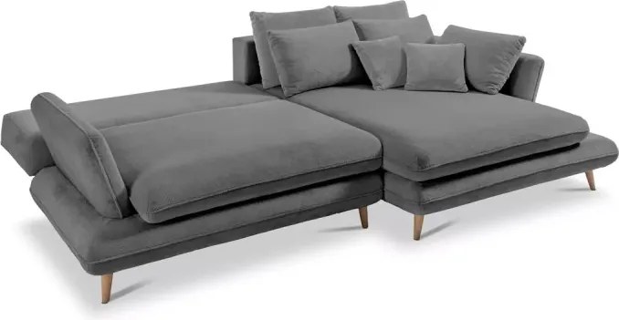 Narożnik MONTE Prawostronny z funkcją spania, pojemnikiem i poduszkami, Sorriso 04 Szary WERSAL