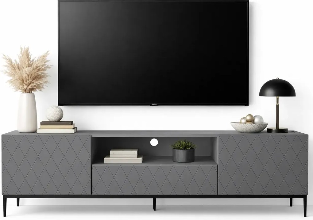 Szafka rtv grafit mat + czarna rama G0-S64