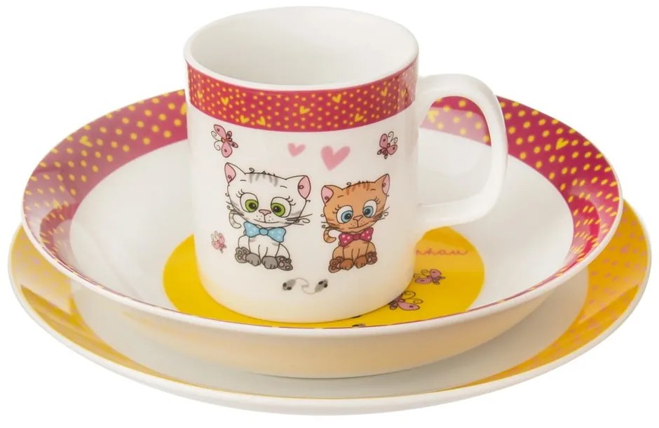 3-częściowy zestaw dziecięcych porcelanowych naczyń Orion Kittens