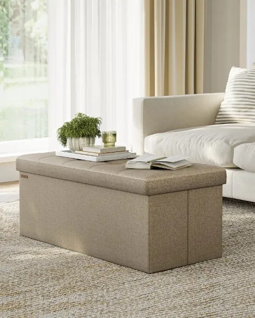 Stołek ze schowkiem OTTOMAN 110x38 cm, jasnobrązowy
