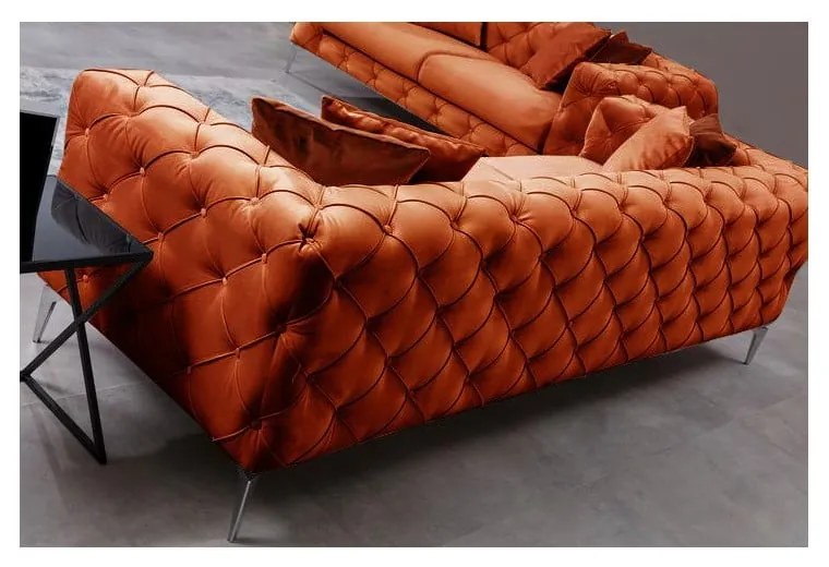 Pomarańczowa aksamitna sofa 237 cm Como – Artie