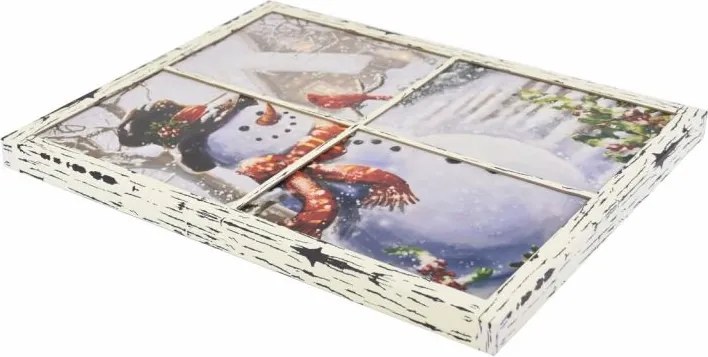 Obraz na ścianę "Bałwanek w oknie", 3 LED, 49 x 38,5 cm