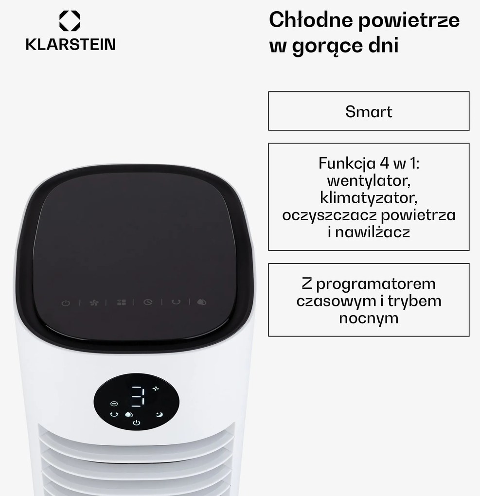 Klarstein Skytower Smart 8L 460m³/h Klimator Biały