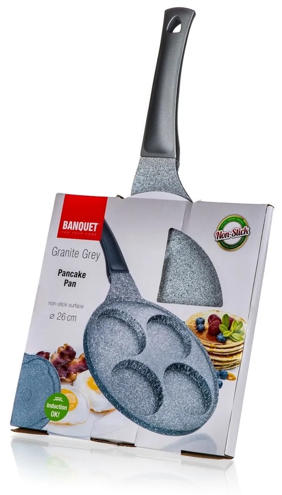 Banquet Patelnia na 4 racuchy z powierzchnią nieprzywierającą Granite Grey, śr. 26 cm