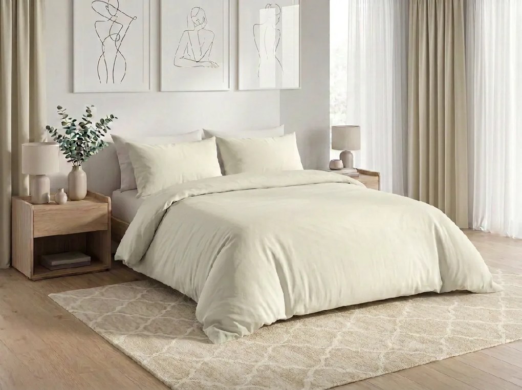PrzytulneMieszkanie.pl PrzytulneMieszkanie.pl Bawełniana pościel CALMORA jasno beżowa Rozmiar pościeli: 2 szt 70 x 90 cm | 160 x 220 cm