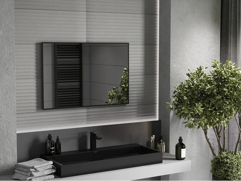 Mexen Loft lustro łazienkowe prostokątne 90 x 60 cm, rama czarna - 9852-090-060-000-70