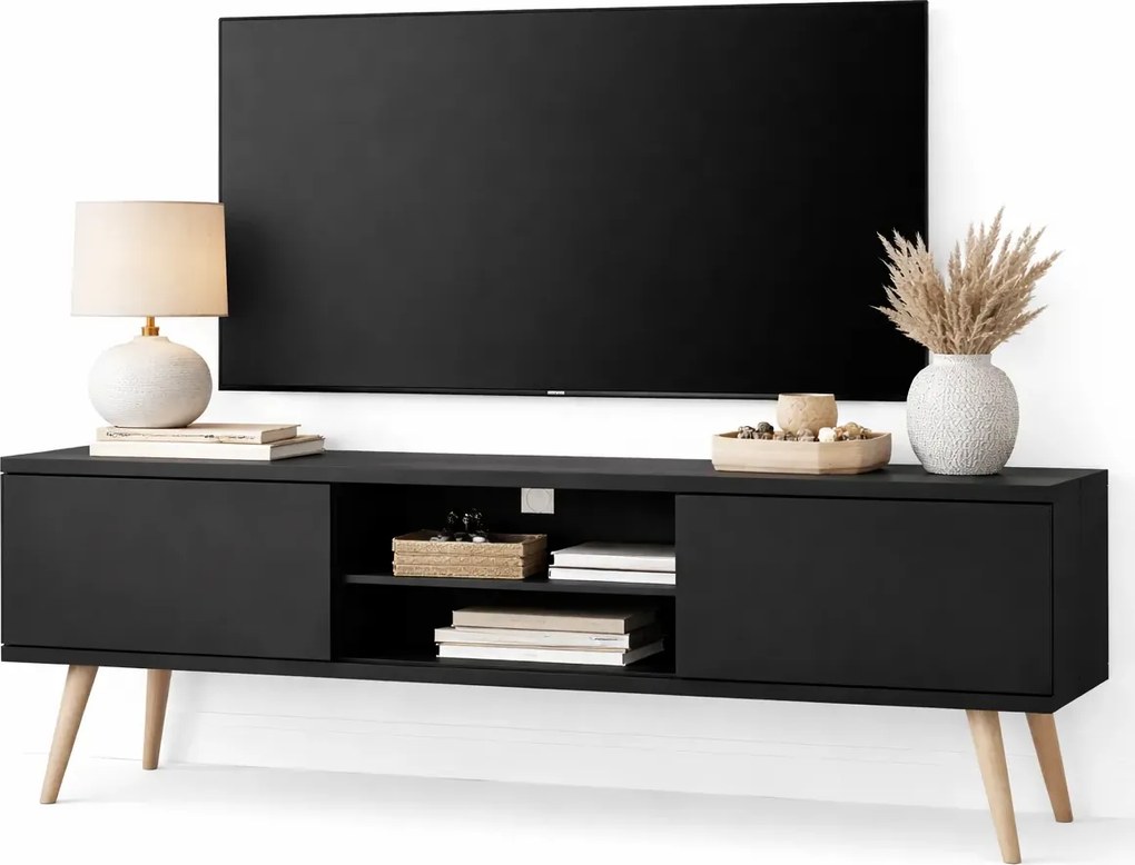 Czarna szafka RTV na nóżkach C1-G13