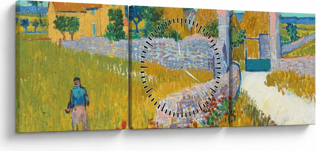 Obraz - Vincent van Gogh, Farmhouse in Provence, reprodukcje (z zegarem) (90x30 cm)