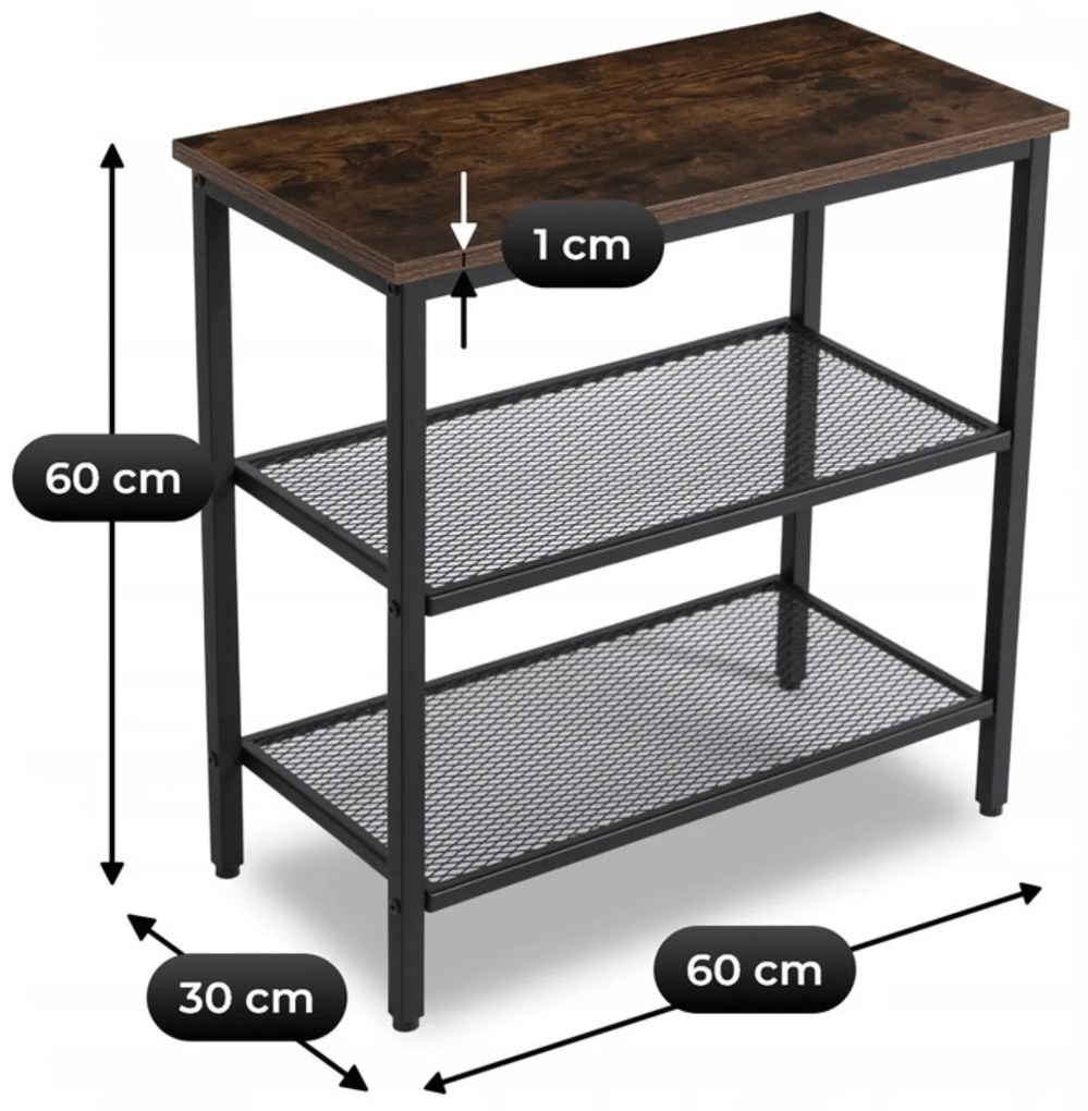 Stolik Kawowy CARTER 60 cm Dąb Rustykalny/Czarny Nowoczesny Loft