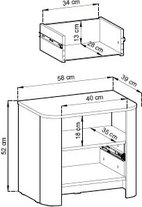 Kaszmirowa szafka nocna z szufladą i półką T3-D79