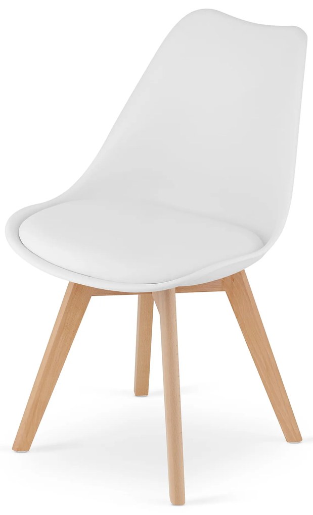 Zestaw jadalniany 1 + 4, biały stół ADRIA 120x80 cm + białe krzesło BALI MARK z bukowymi nogami