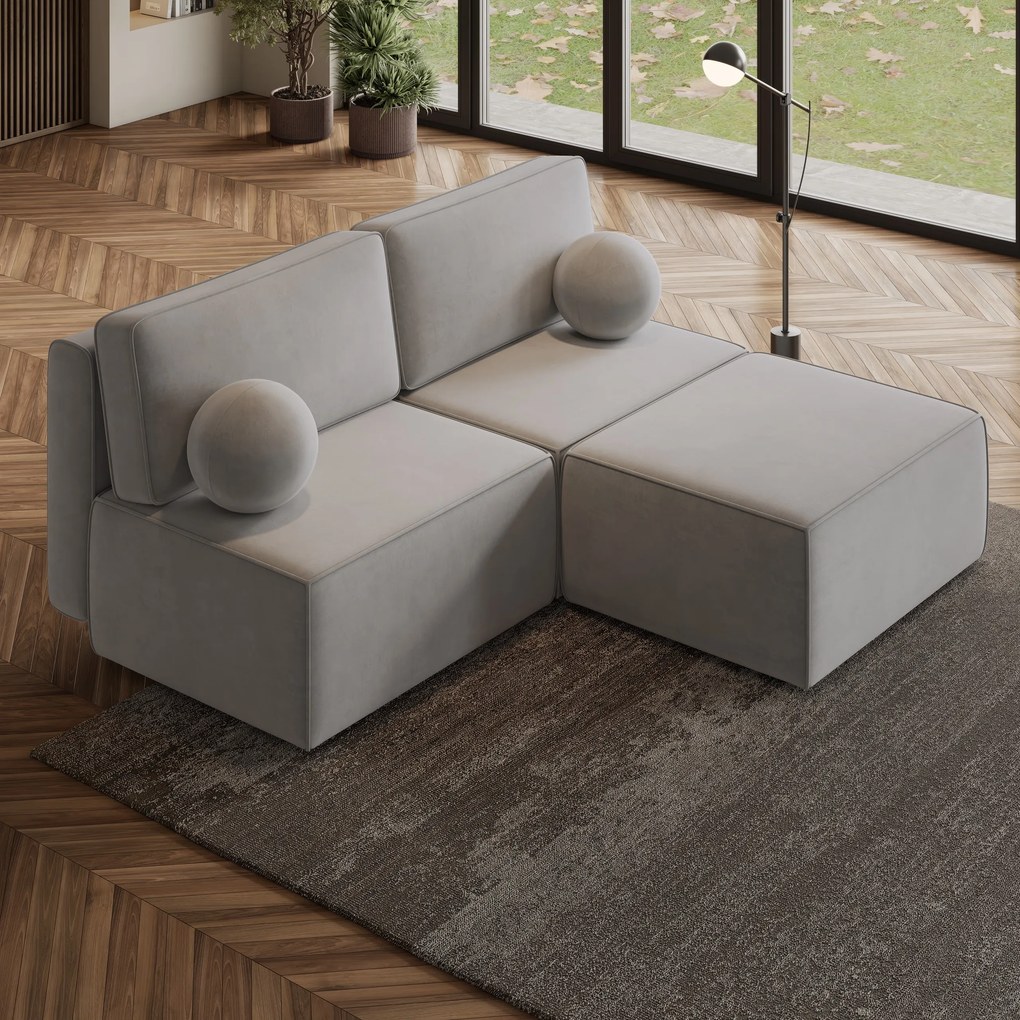Masseno Narożnik VARNA z funkcją spania i pojemnikiem na pościel Narozniki L, Rozkładana sofa - Jasnoszary, MONOLITH 84