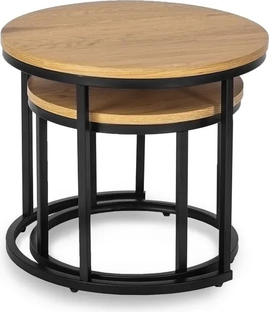 Zestaw Stolików Kawowych DELIA 43 cm/53 cm Dąb Złoty Nowoczesny Loft