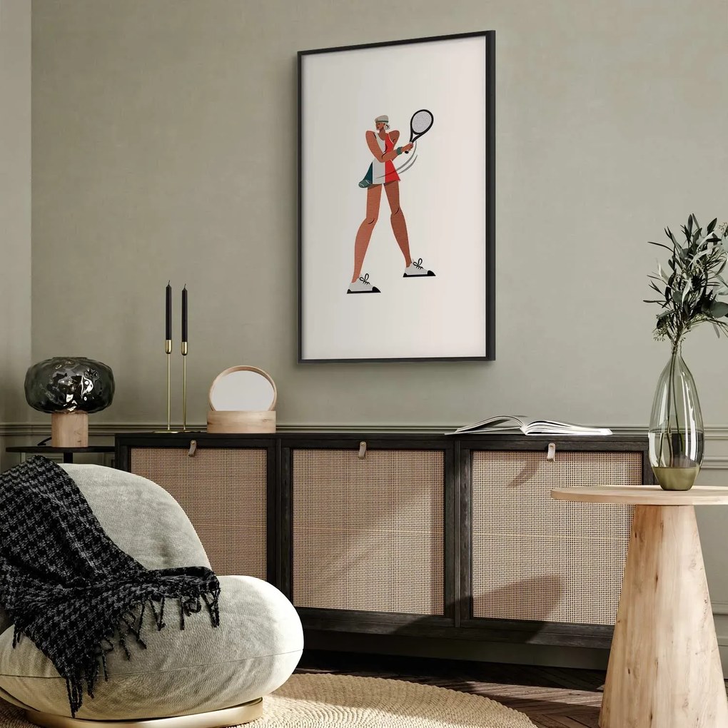 Plakat Tenisistka z rakietą 60x90 cm z ramą czarną z marginesem ARTGEIST B