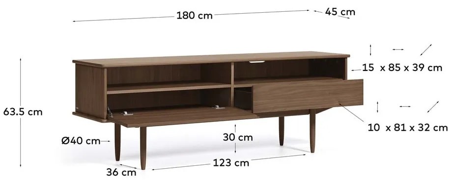 Szafka pod TV w dekorze drewna orzechowego Kave Home Carolin