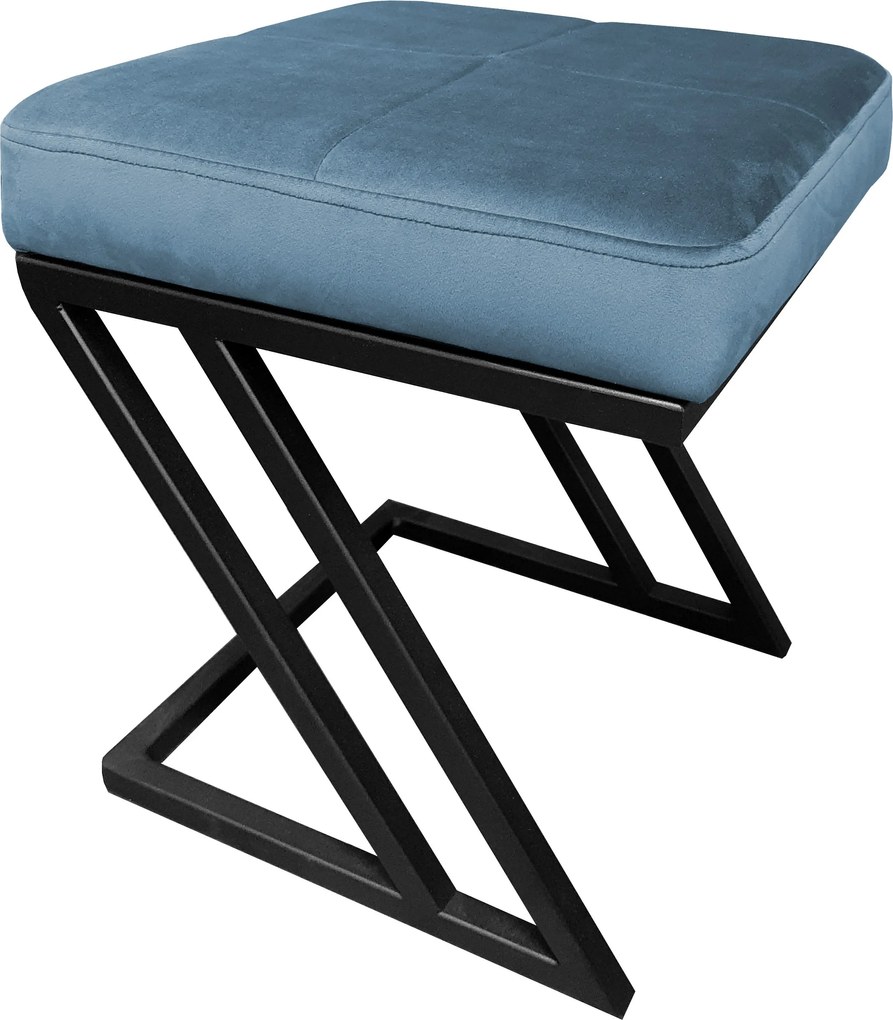 Pufa ZETA tkanina Welur loft ławka podnóżek metal : Kolor Stelaża - Czarny , Kolor tkaniny - VELVET - MG33, Typ tkaniny - Velvet