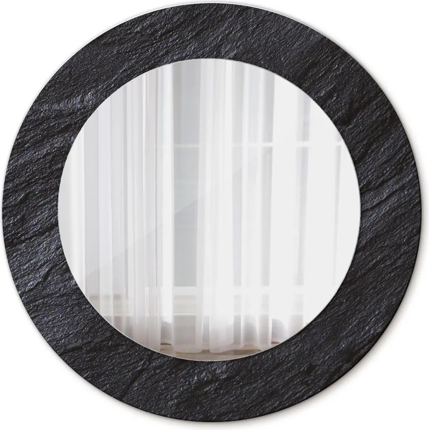 Lustro z nadrukiem okrągłe Czarny kamień