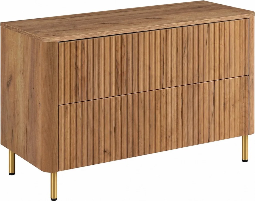 Szafka łazienkowa 100, Dąb craft, blat dąb craft, nogi złote, 100,8 x 44,2 x 65 cm