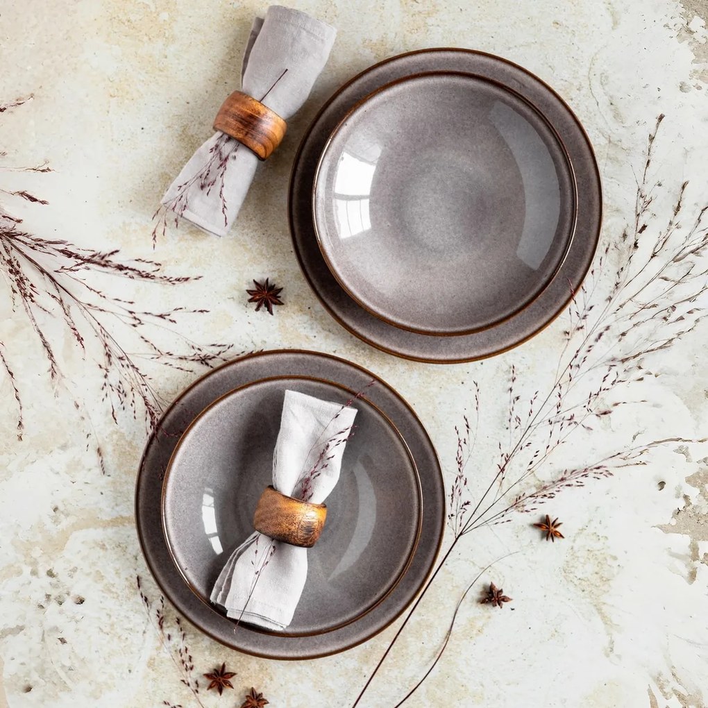 Mäser Zestaw płytkich i głębokich talerzy 8 szt. SMOKY'S – brązowy