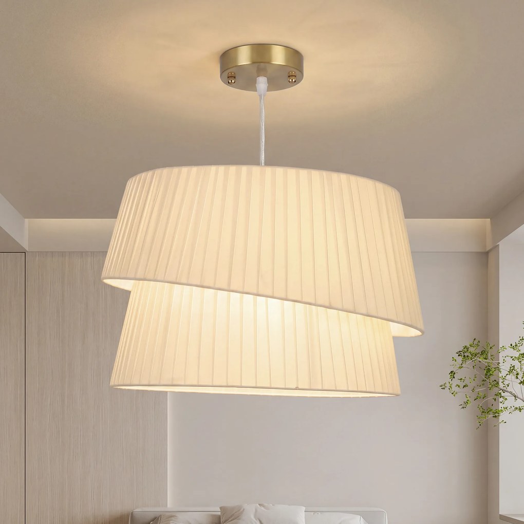 HOMCOM Elegancka lampa wisząca z podwójnym kloszem, regulowana wysokość, do salonu, biały | Aosom PL