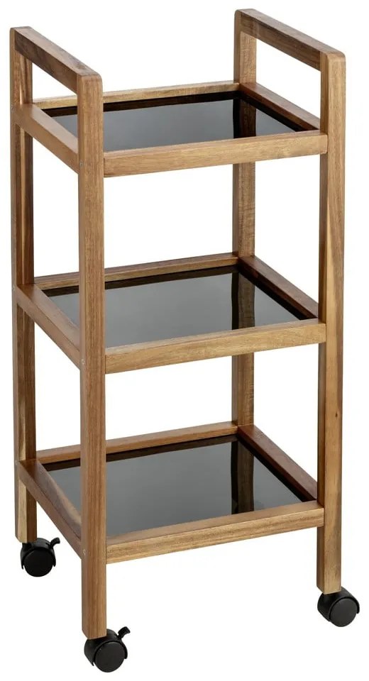 Czarny/w naturalnym kolorze regał łazienkowy z litego drewna akacjowego 35x76,5 cm Fondi – Wenko